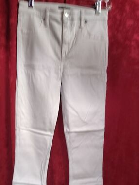 Abercrombie & Fitch White Denim Jeans with Branded Button